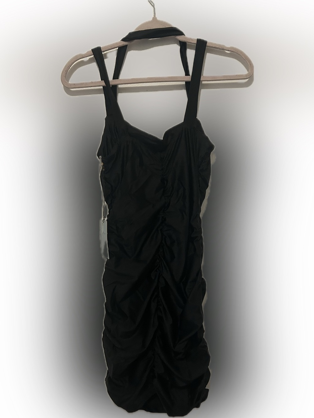 iris Black Ruched Mini Dress - Picture 2 of 2